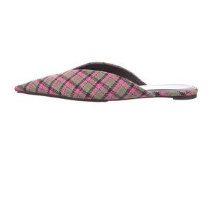 Balenciaga Wool Plaid Print Mules - 38